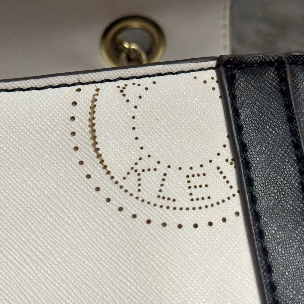 Anne Klein Black and Cream Shoulder Bag with Gold Hardware - Picture 14 of 15